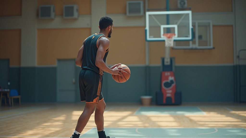 Professional basketball player demonstrating proper shooting stance with feet shoulder-width apart, knees bent, and shoulders aligned toward basket